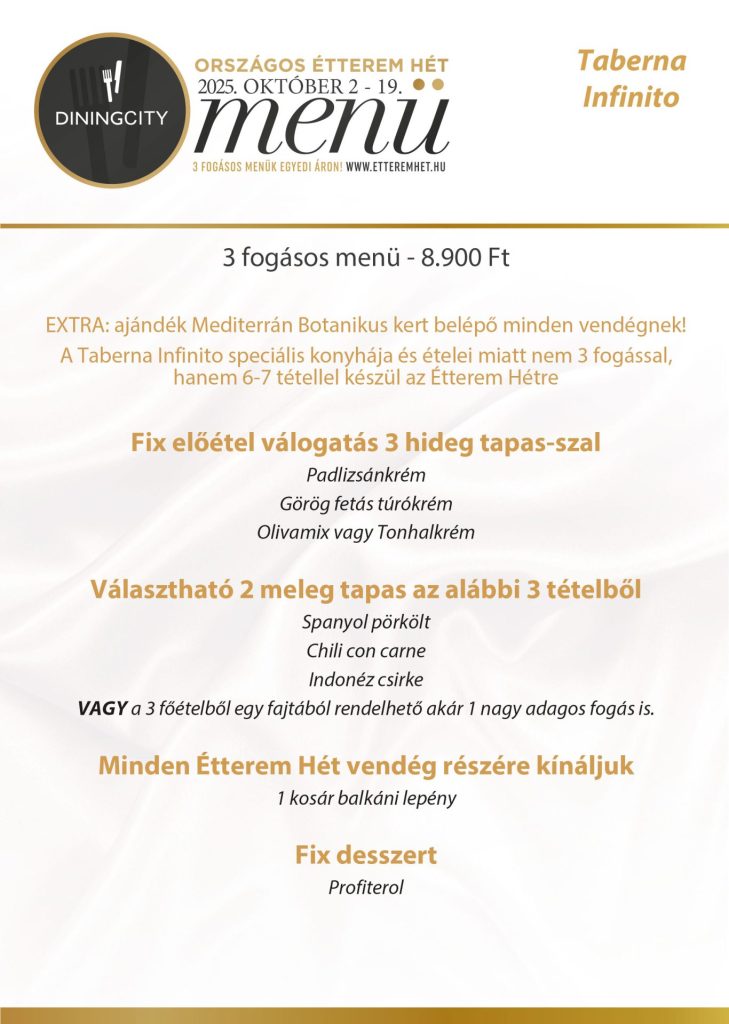 Országos Éttermhét - 2025.10.02.-19. - Taberna Infinito